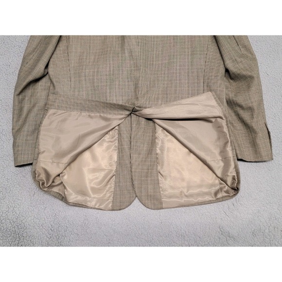 Chaps Blazer Mens 44R Taupe Checked Wool Single Vent Officecore Business - Picture 8 of 12